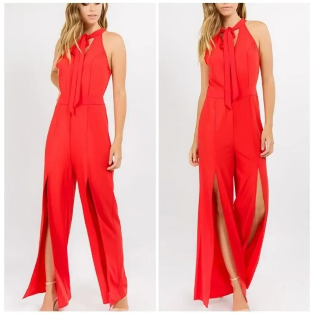 NWT ๐ Sexy Red Jumpsuit with Front Slits - Sz Medium ๐ - Picture 1 of 5